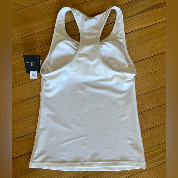 NWT VOLCOM simply core white racerback tankini top with removable bra pads Small - Picture 2 of 3